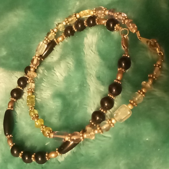 Obsidian, silver, clear quartz and moss quartz stone bracelets 2 Natural stone - Picture 2 of 4